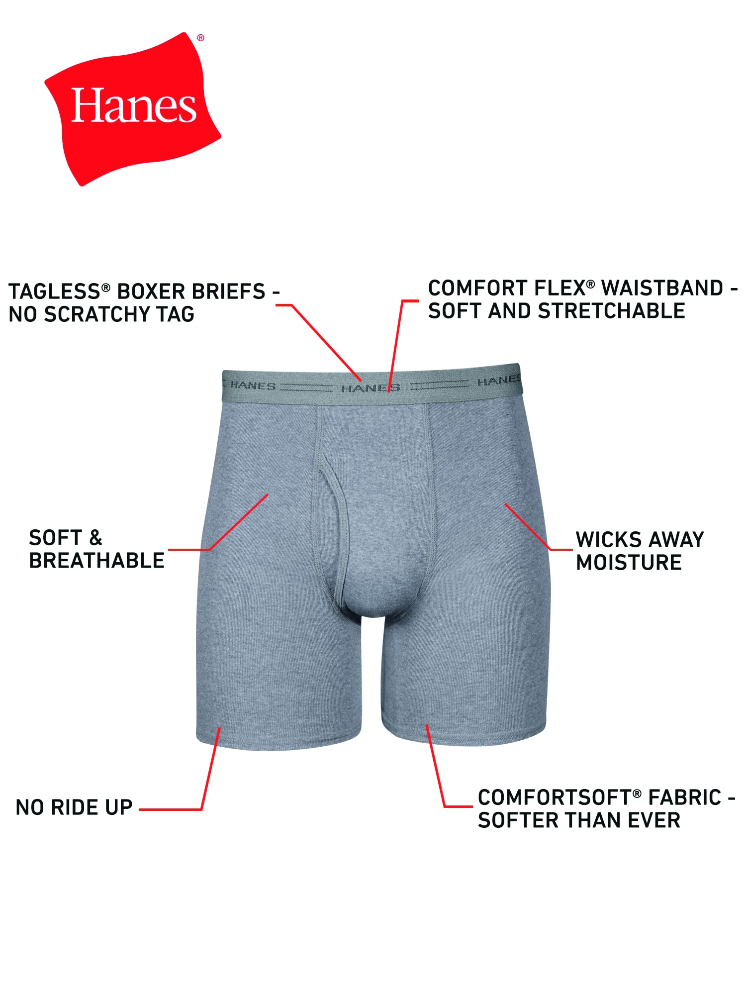 Hanes Men's Boxer Briefs Pack - Cool & Breathable