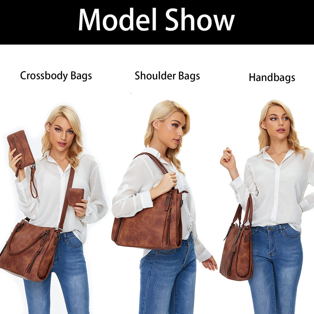 Lapsting Boho Faux Leather Hobo Shoulder Bag
