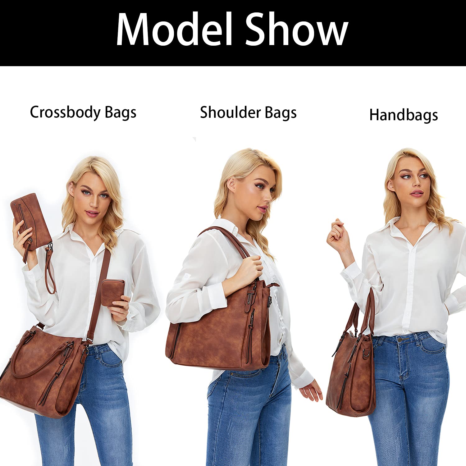 Lapsting Boho Faux Leather Hobo Shoulder Bag