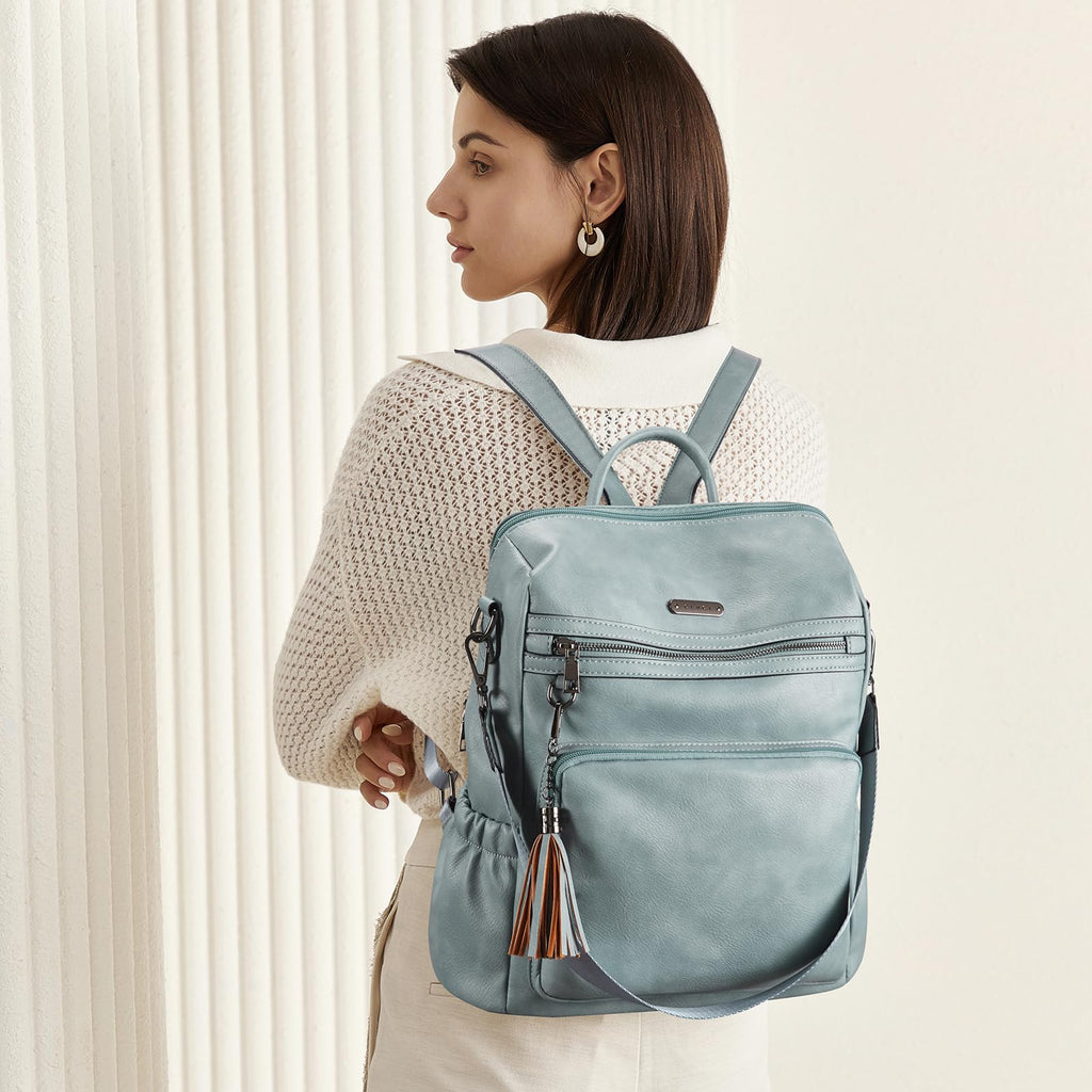 DUO-TONE Luxe Women's Leather Travel Backpack - Backpack Bags by Handbags Specialist Headquarter | Available at Handbags Specialist Headquarter