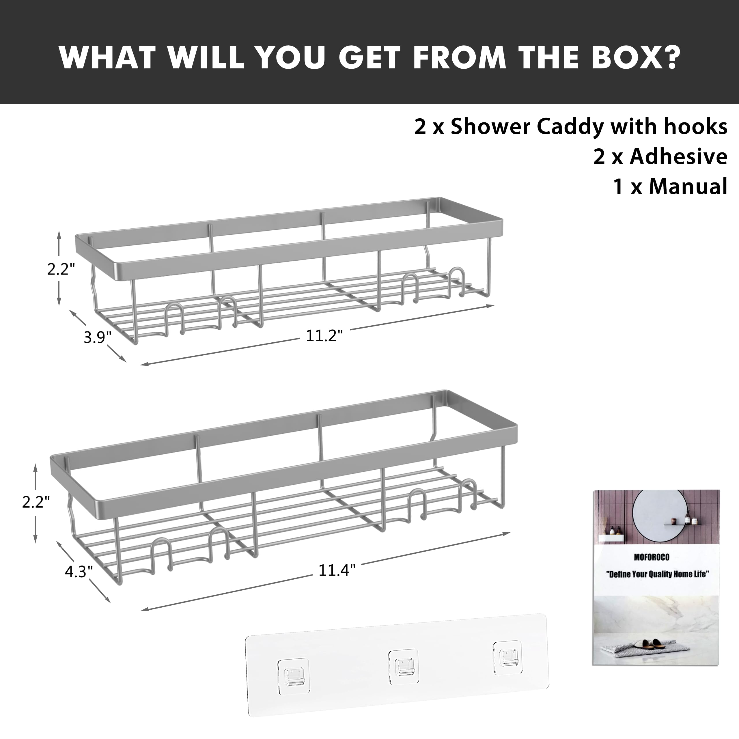 Moforoco Adhesive Shower Caddy Shelf Organizer - Decor by Handbags Specialist Headquarter | Available at Handbags Specialist Headquarter