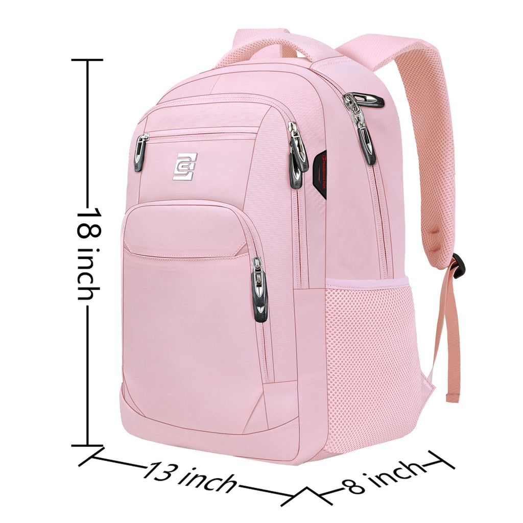 Volher Anti-Theft USB Laptop Backpack - Rose Red