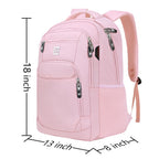 Volher Anti-Theft USB Laptop Backpack - Rose Red