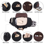 Leather Travel Bag with Shoe Pouch, Brown