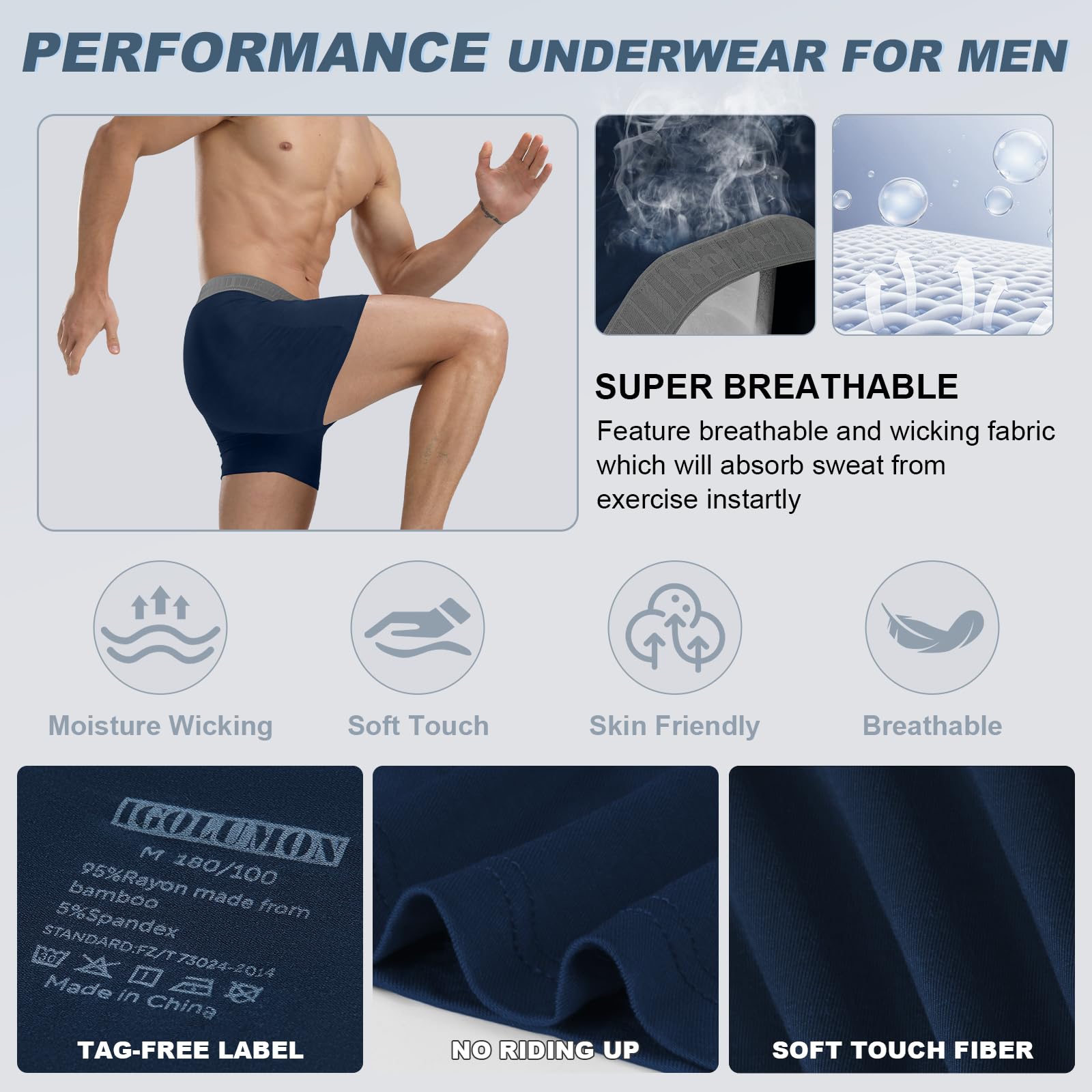 Bamboo Rayon Boxer Briefs 7 Pack for Men