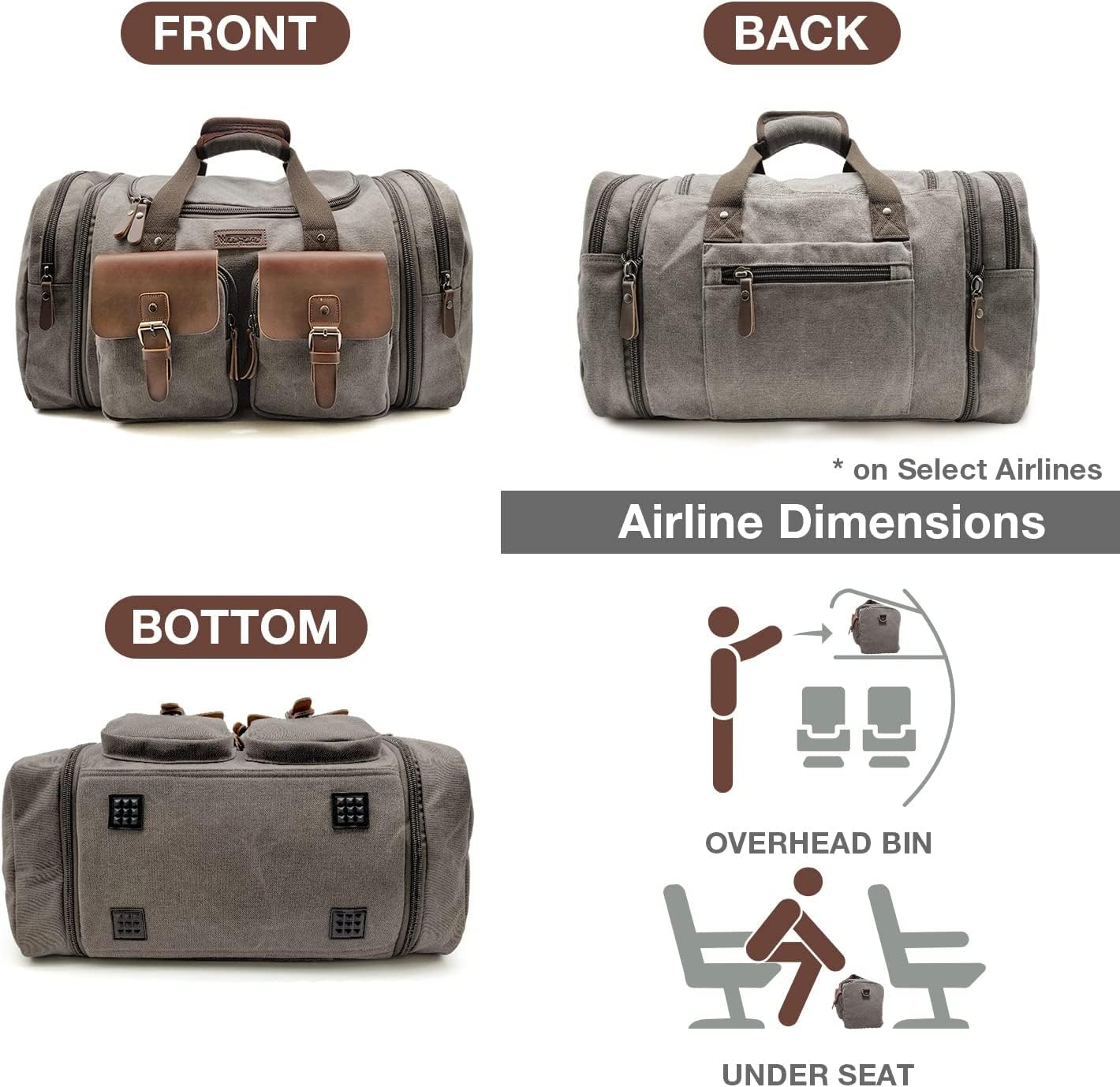 Wildroad 50L Waxed Canvas Waterproof Duffle Bag