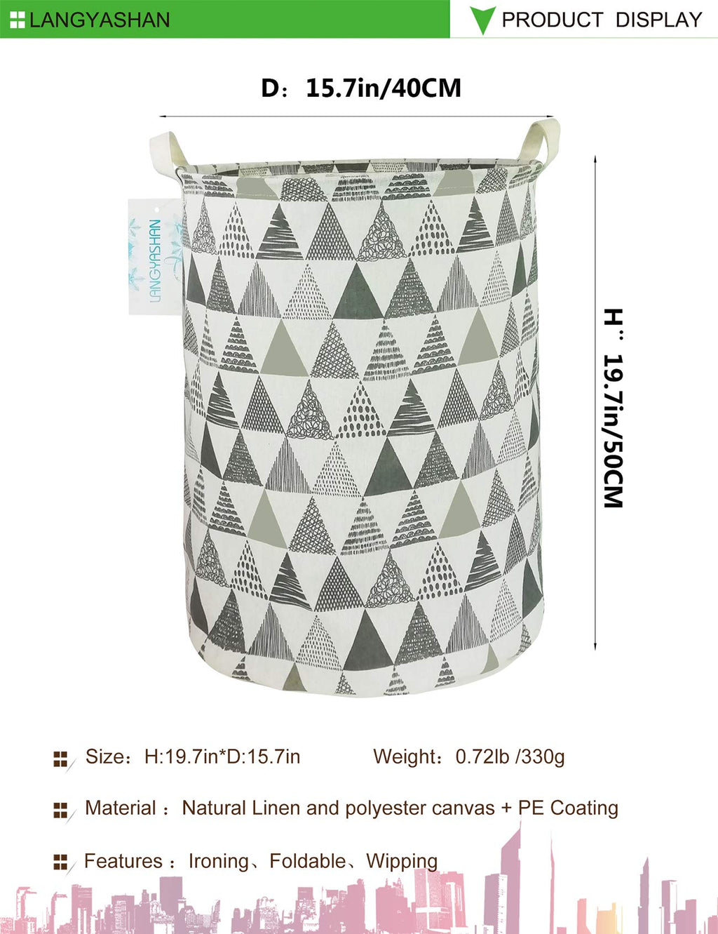 Collapsible Canvas Hamper by LANGYASHAN - Laundry Baskets by Handbags Specialist Headquarter | Available at Handbags Specialist Headquarter