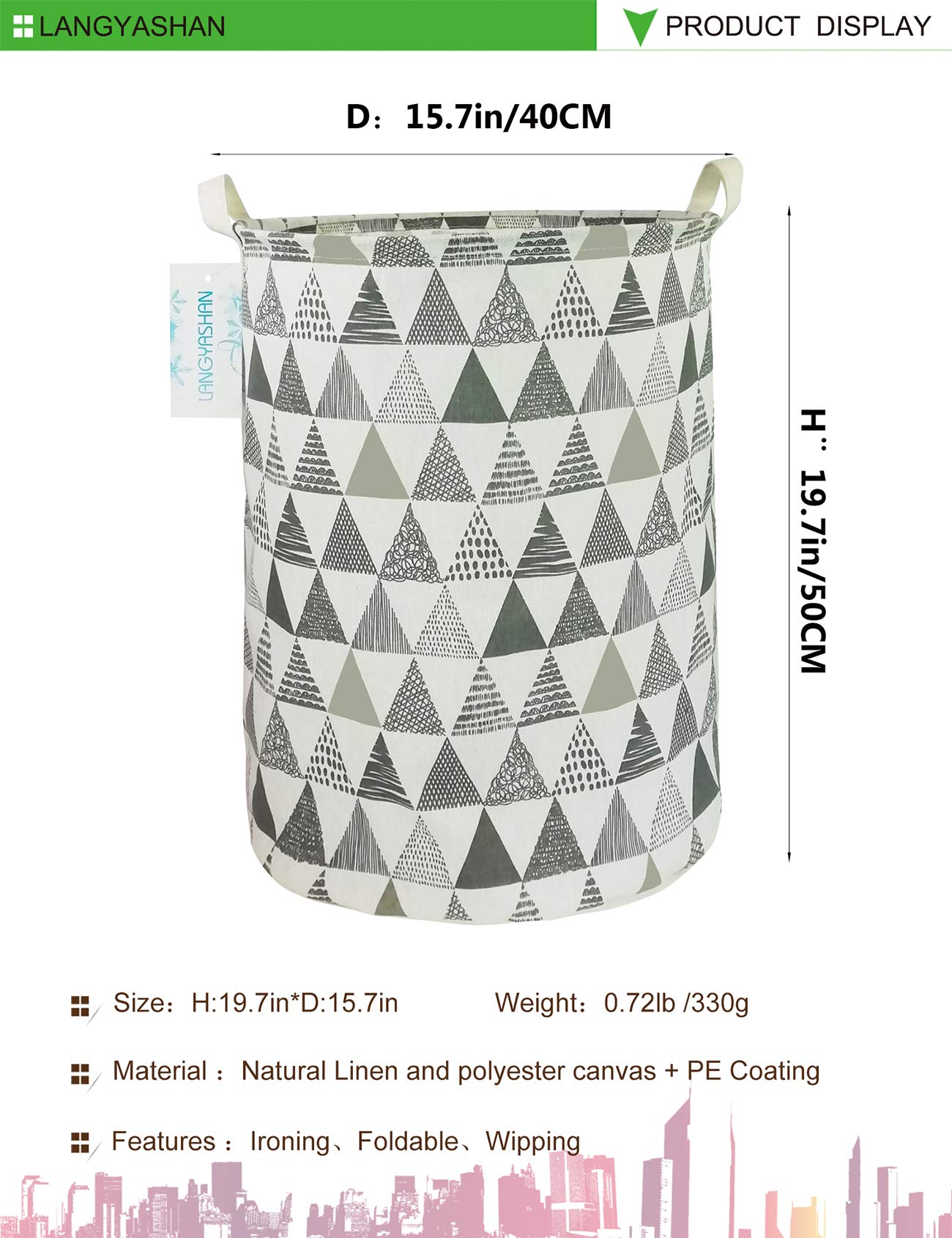 Collapsible Canvas Hamper by LANGYASHAN - Laundry Baskets by Handbags Specialist Headquarter | Available at Handbags Specialist Headquarter