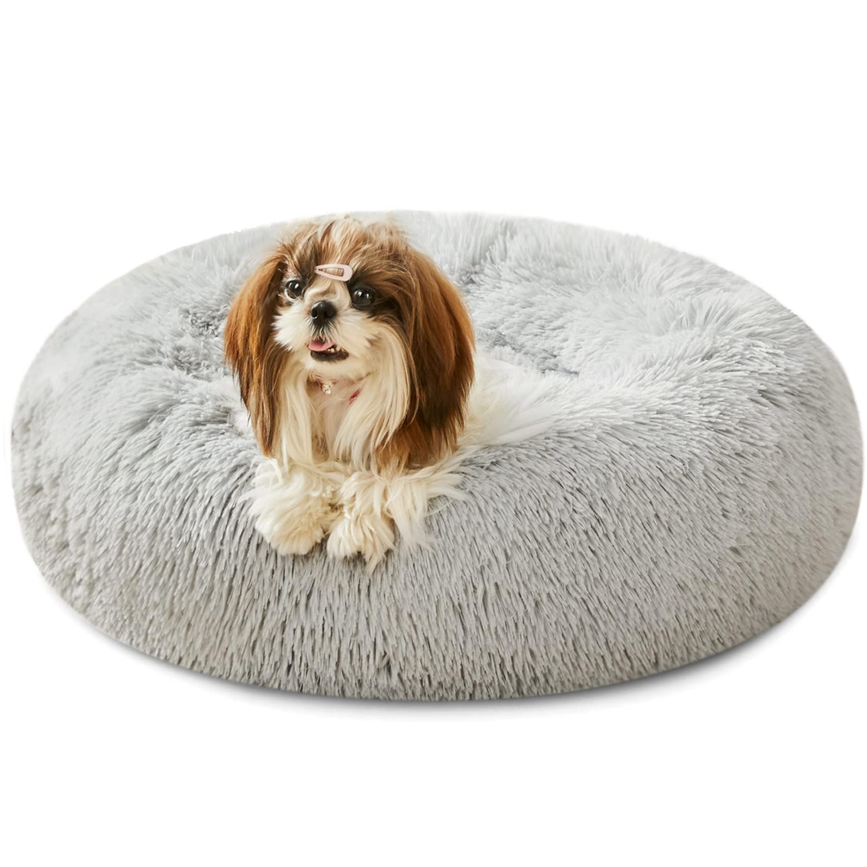 PawCozy Nest: Plush Anti-Anxiety Pet Bed, Light Grey -  by Handbags Specialist Headquarter | Available at Handbags Specialist Headquarter