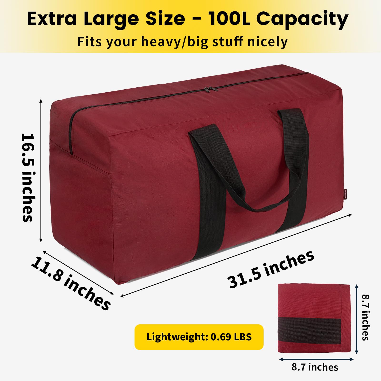 VoyagerMax 100L Travel Duffel - Foldable & Durable