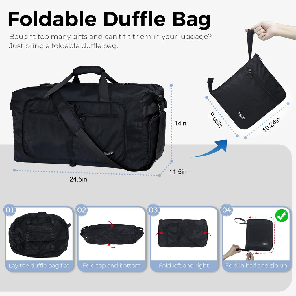 Foldable 65L Duffle Bag with Shoe Compartment
