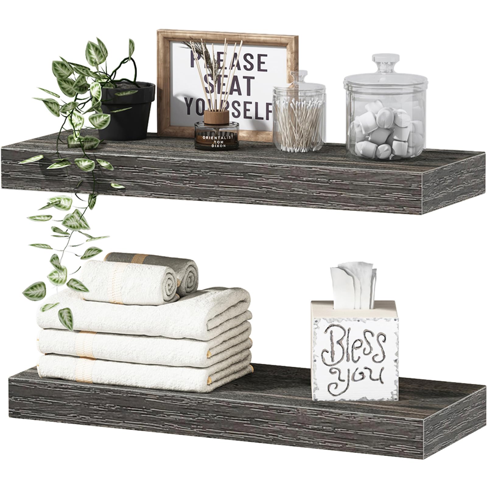Rustic Farmhouse Shelves (008-40BN) - Decor by Handbags Specialist Headquarter | Available at Handbags Specialist Headquarter
