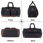 Leather Travel Bag with Shoe Pouch, Brown