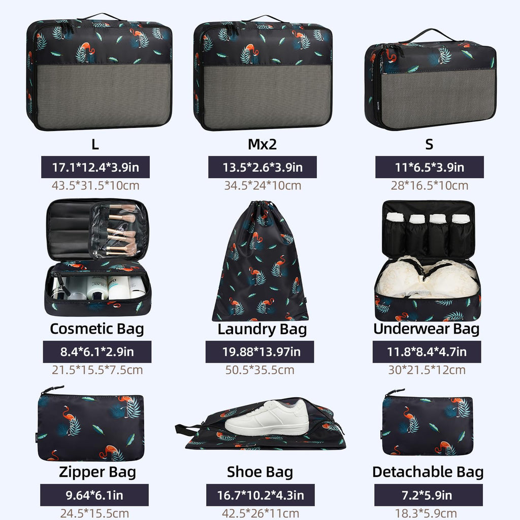 BAGAIL Travel Cubes: 8/9 Set Packing Organizers -  by Handbags Specialist Headquarter | Available at Handbags Specialist Headquarter