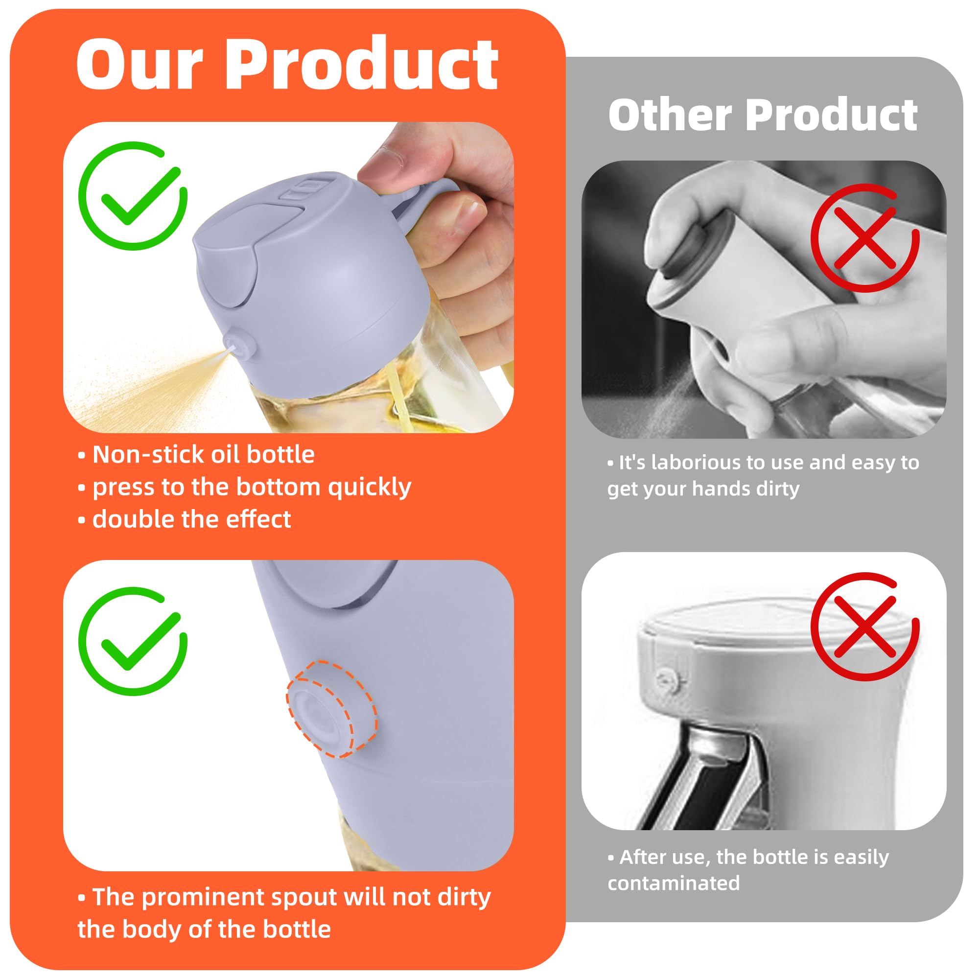 SprayMaster Duo: 16oz Olive Oil Dispenser - Black -  by Handbags Specialist Headquarter | Available at Handbags Specialist Headquarter