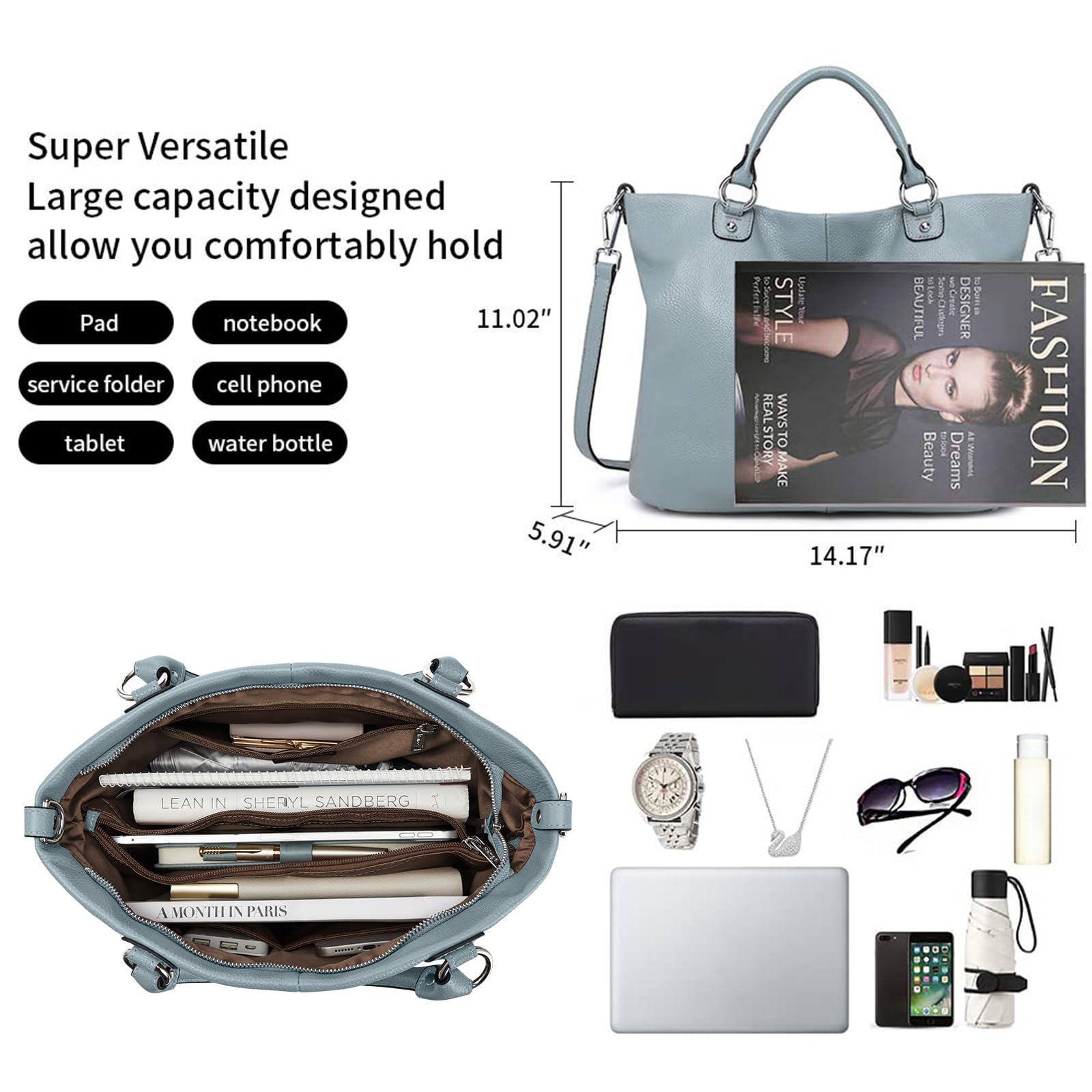 Kattee Women's Leather Tote Bag