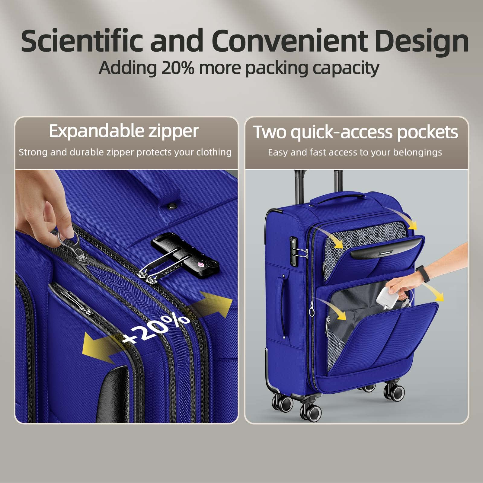 SHOWKOO Armygreen 3-Piece Expandable Luggage Set - Luggage Travel Bags by Handbags Specialist Headquarter | Available at Handbags Specialist Headquarter