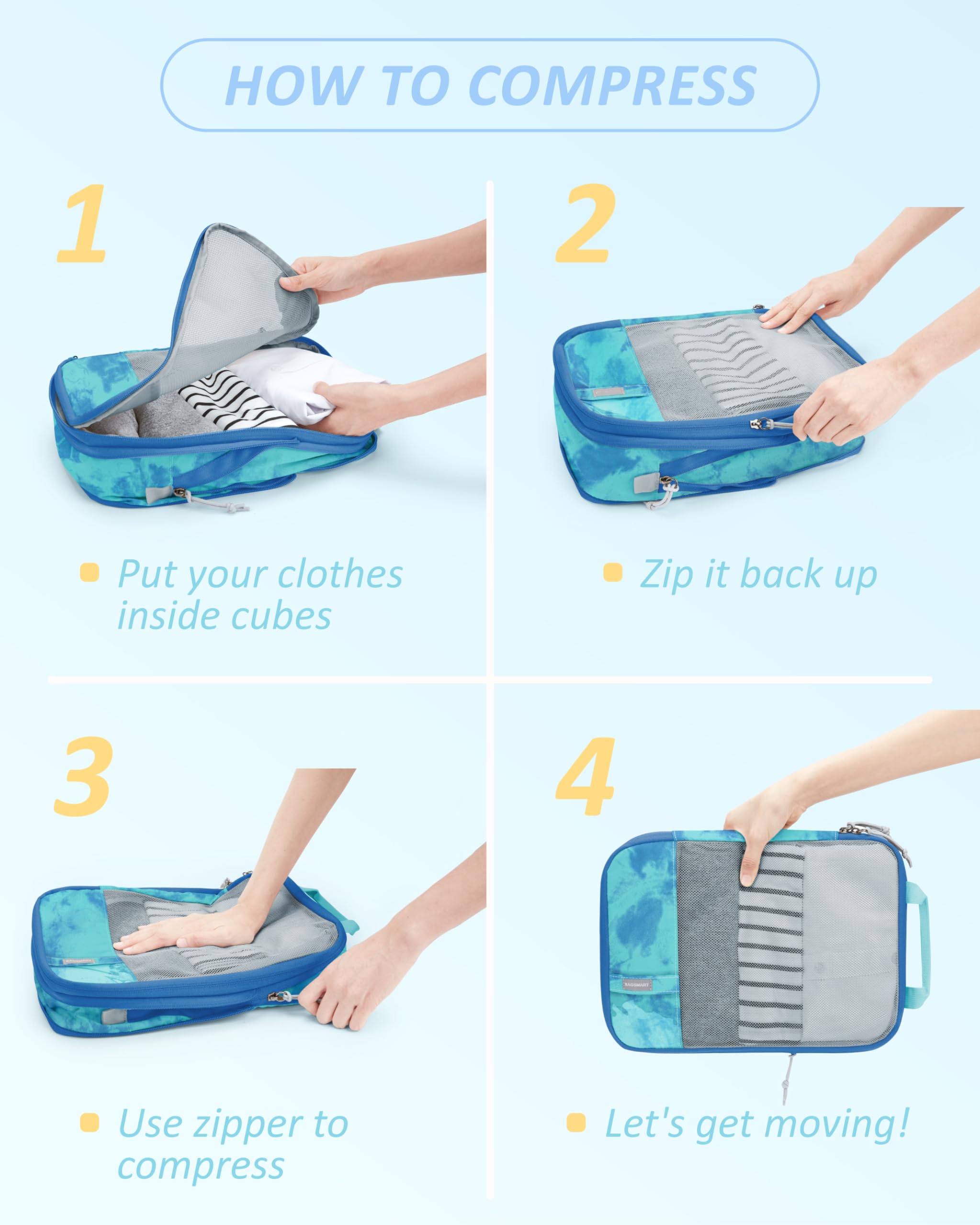 PackPro 6 Set Compression Cubes for Travel - Luggage Travel Bags by Handbags Specialist Headquarter | Available at Handbags Specialist Headquarter