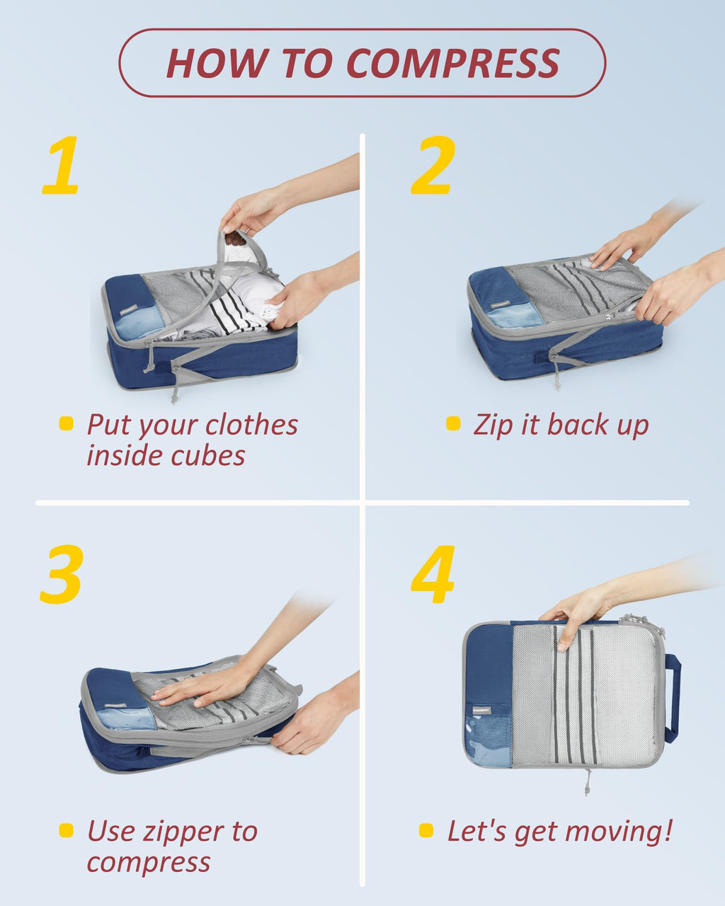 PackPro 6 Set Compression Cubes for Travel - Luggage Travel Bags by Handbags Specialist Headquarter | Available at Handbags Specialist Headquarter