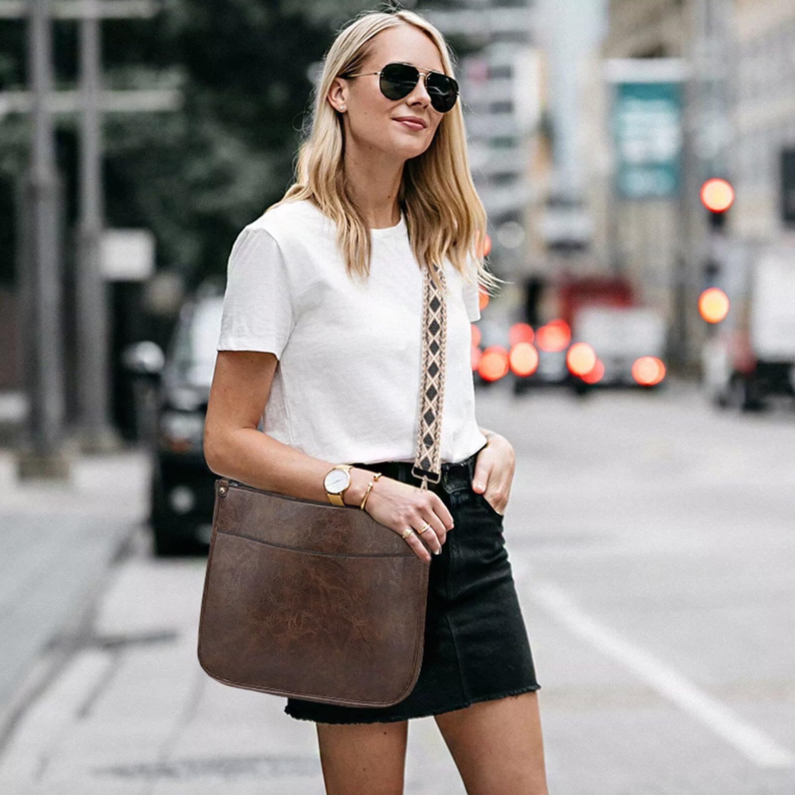 AUYOCO Chic Vegan Leather Crossbody Bag with Strap -  by Handbags Specialist Headquarter | Available at Handbags Specialist Headquarter