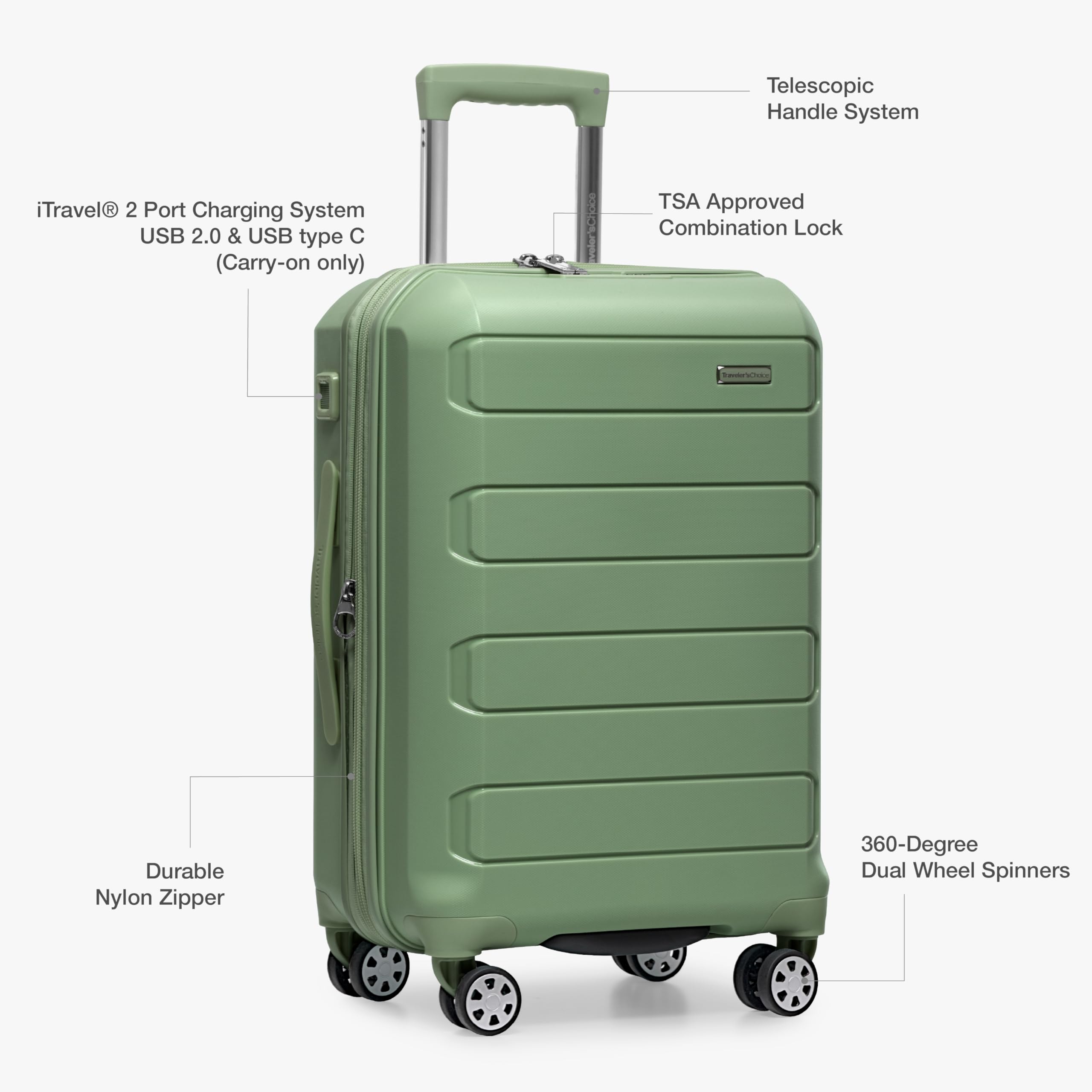 Traveler's Choice Indestructible 22 Spinner Carry-on - Luggage Travel Bags by Handbags Specialist Headquarter | Available at Handbags Specialist Headquarter
