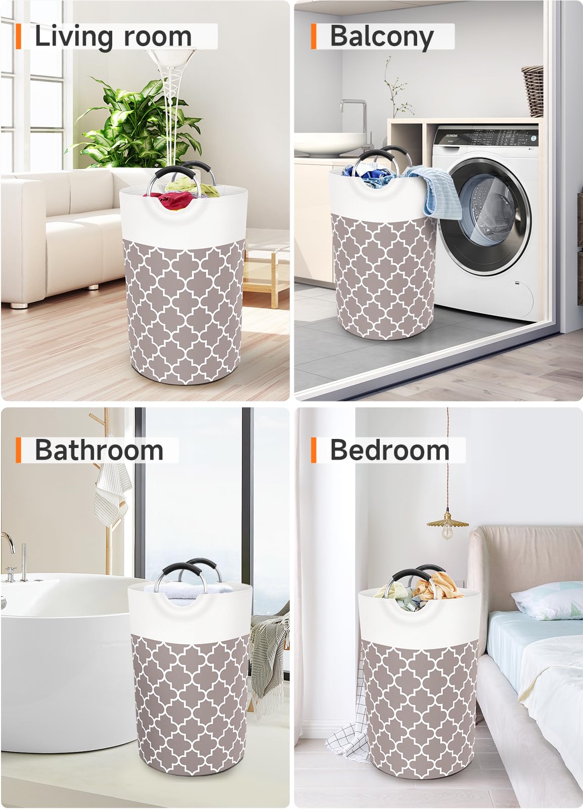 Collapsible Hamper Bag - Grey - Laundry Baskets by Handbags Specialist Headquarter | Available at Handbags Specialist Headquarter