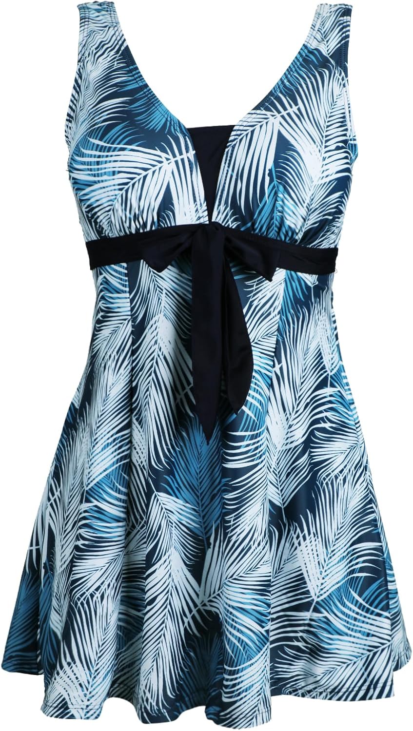 Plus Size Tummy Control Swimdress with Boyshorts