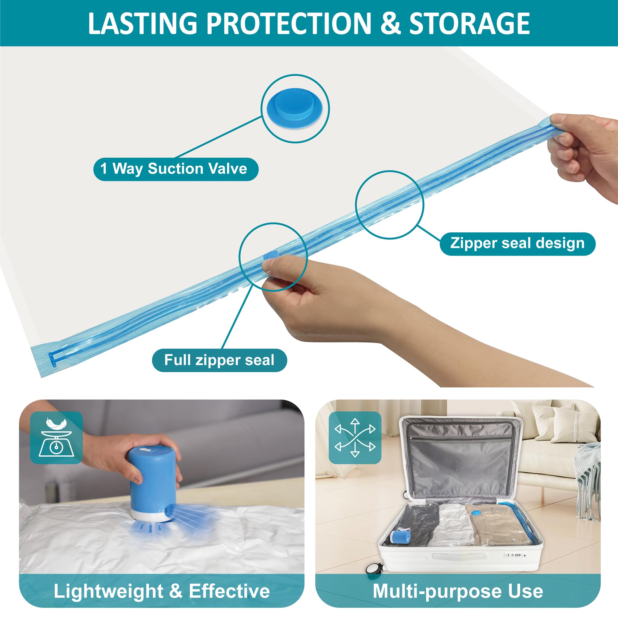 CozyVac Travel Bags with Pump - 6 Pack Space Savers -  by Handbags Specialist Headquarter | Available at Handbags Specialist Headquarter