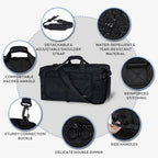 Foldable 65L Duffle Bag with Shoe Compartment