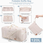 120L Foldable Waterproof Travel Duffel Bag with Shoe Compartment