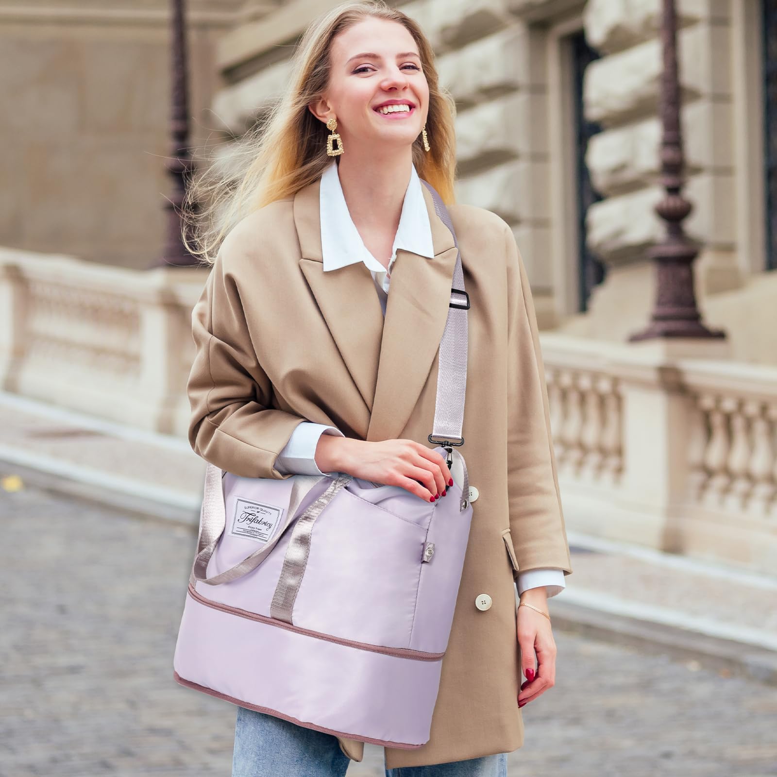 Pink Expandable Travel Duffel with Wet Pocket -  by Handbags Specialist Headquarter | Available at Handbags Specialist Headquarter