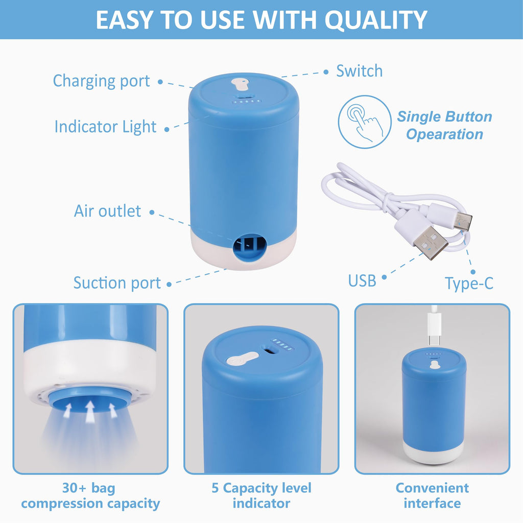 CozyVac Travel Bags with Pump - 6 Pack Space Savers -  by Handbags Specialist Headquarter | Available at Handbags Specialist Headquarter