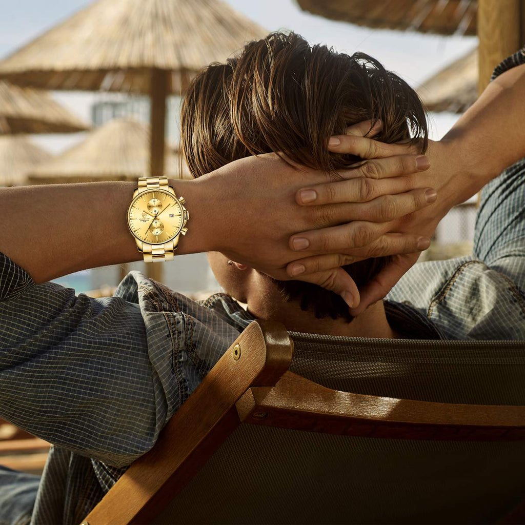 Golden Hour Elite Chrono Steel Men’s Quartz Watch