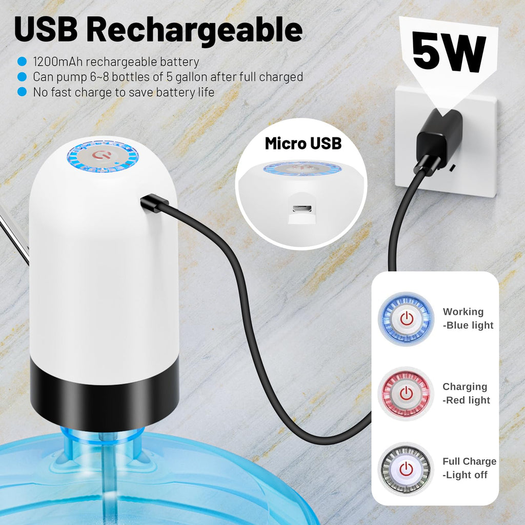 Portable USB Water Dispenser for 3-5 Gallon Bottles