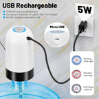Portable USB Water Dispenser for 3-5 Gallon Bottles