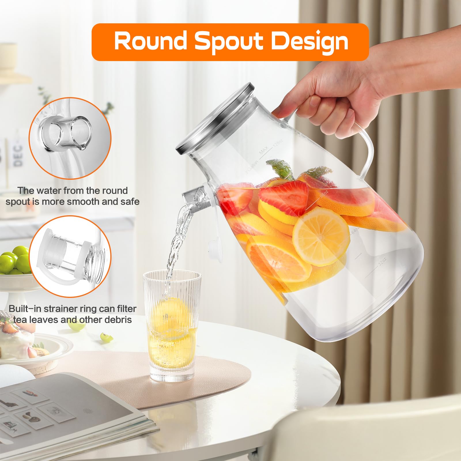 Aofmee Stainless Precision Pitcher - 68oz Borosilicate - Decor by Handbags Specialist Headquarter | Available at Handbags Specialist Headquarter