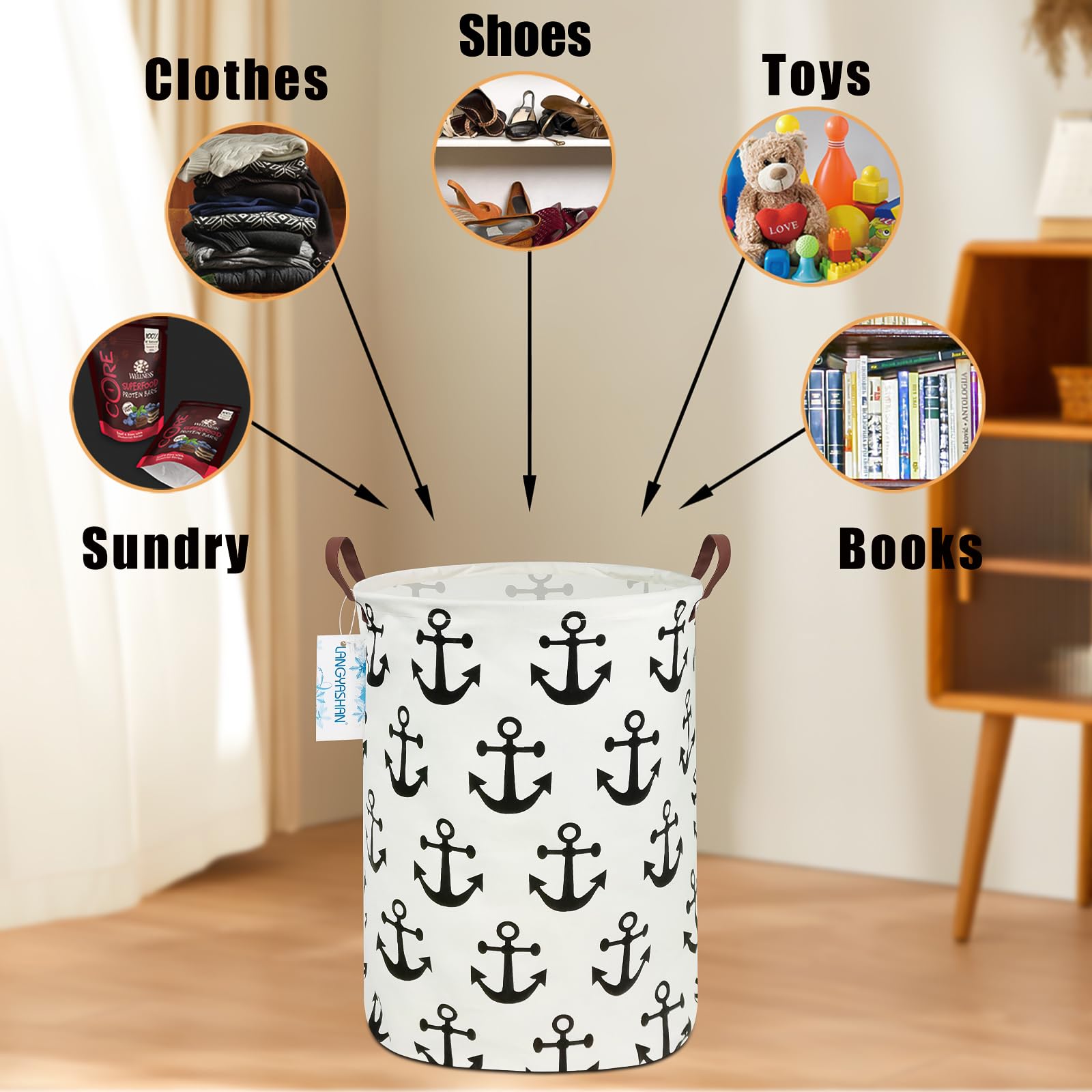 Collapsible Canvas Hamper by LANGYASHAN - Laundry Baskets by Handbags Specialist Headquarter | Available at Handbags Specialist Headquarter