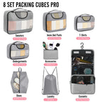 Veken Travel Cubes - 8 Piece Set - Luggage Travel Bags by Handbags Specialist Headquarter | Available at Handbags Specialist Headquarter