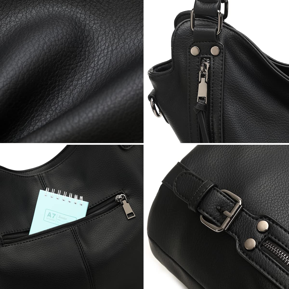 Lapsting Boho Faux Leather Hobo Shoulder Bag