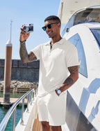 COOFANDY Men's 2 Piece Polo Shirt & Shorts Set