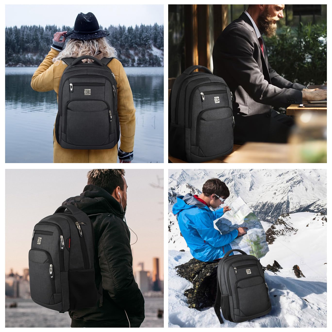 Volher Anti-Theft USB Laptop Backpack - Rose Red