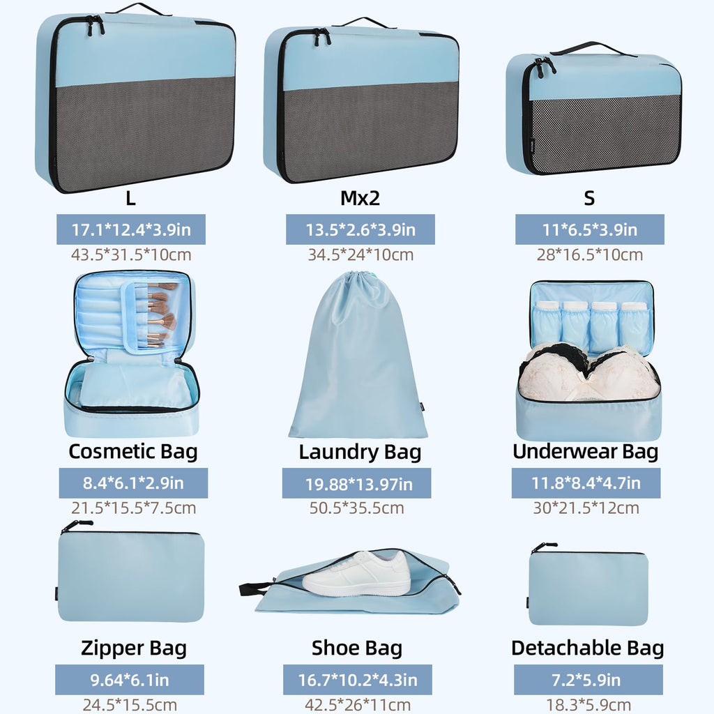 BAGAIL Travel Cubes: 8/9 Set Packing Organizers -  by Handbags Specialist Headquarter | Available at Handbags Specialist Headquarter