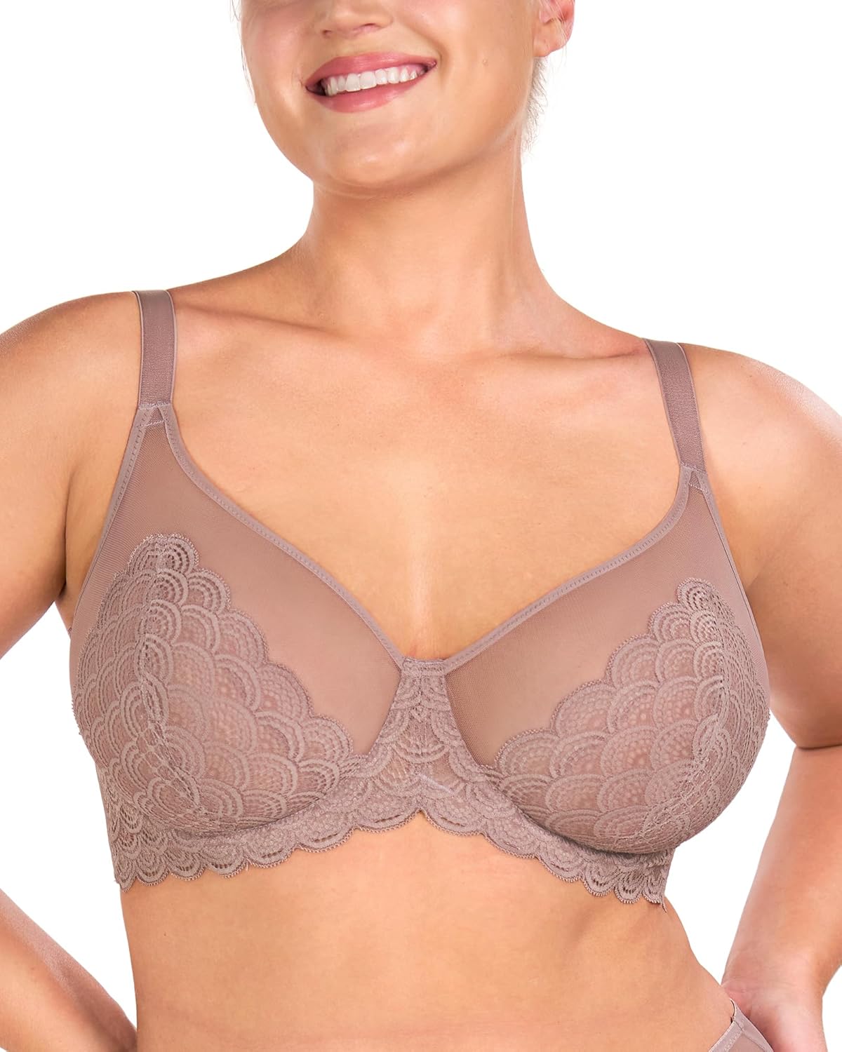 HSIA Minimizer Bras for Women Large Bust Full Coverage Lace Plus Size Bra - Mermaid Scales