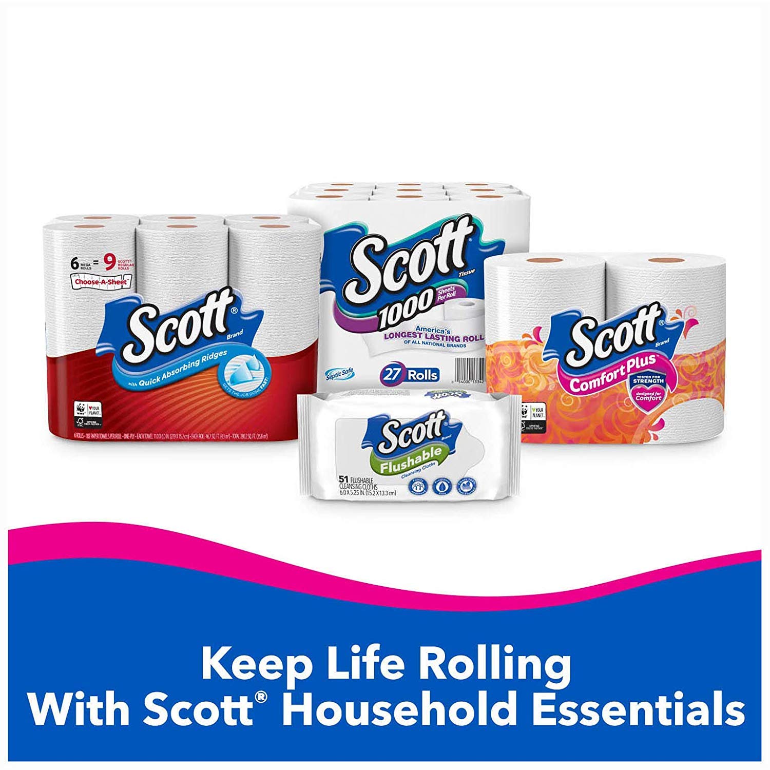 Scott SoftEase: 12 Double Rolls, Septic-Safe Tissue - Toilet Paper by Handbags Specialist Headquarter | Available at Handbags Specialist Headquarter