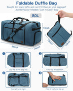 120L Foldable Waterproof Travel Duffel Bag with Shoe Compartment