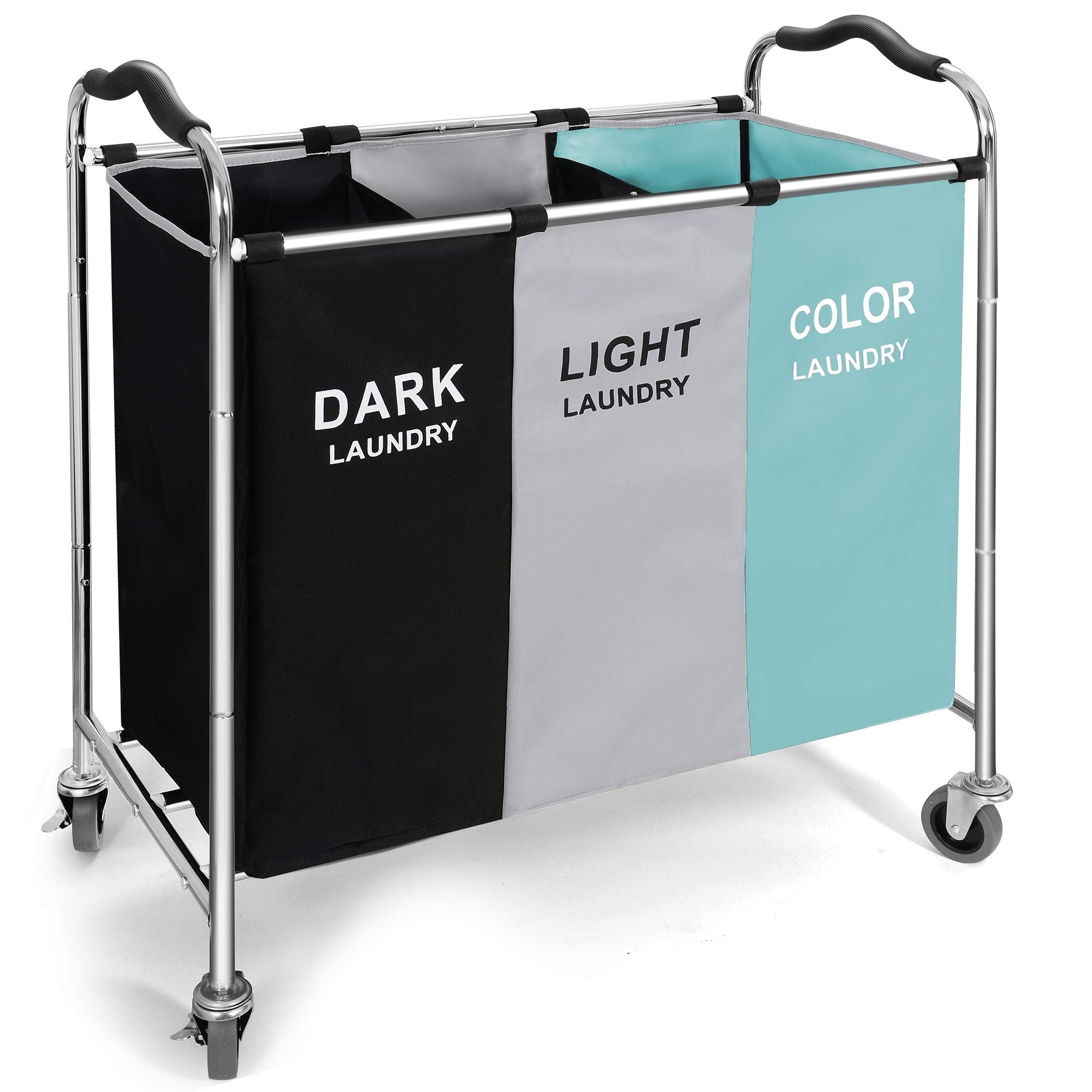 Wheeled 3-Section Laundry Cart - 240l Organizer - Laundry Baskets by Handbags Specialist Headquarter | Available at Handbags Specialist Headquarter