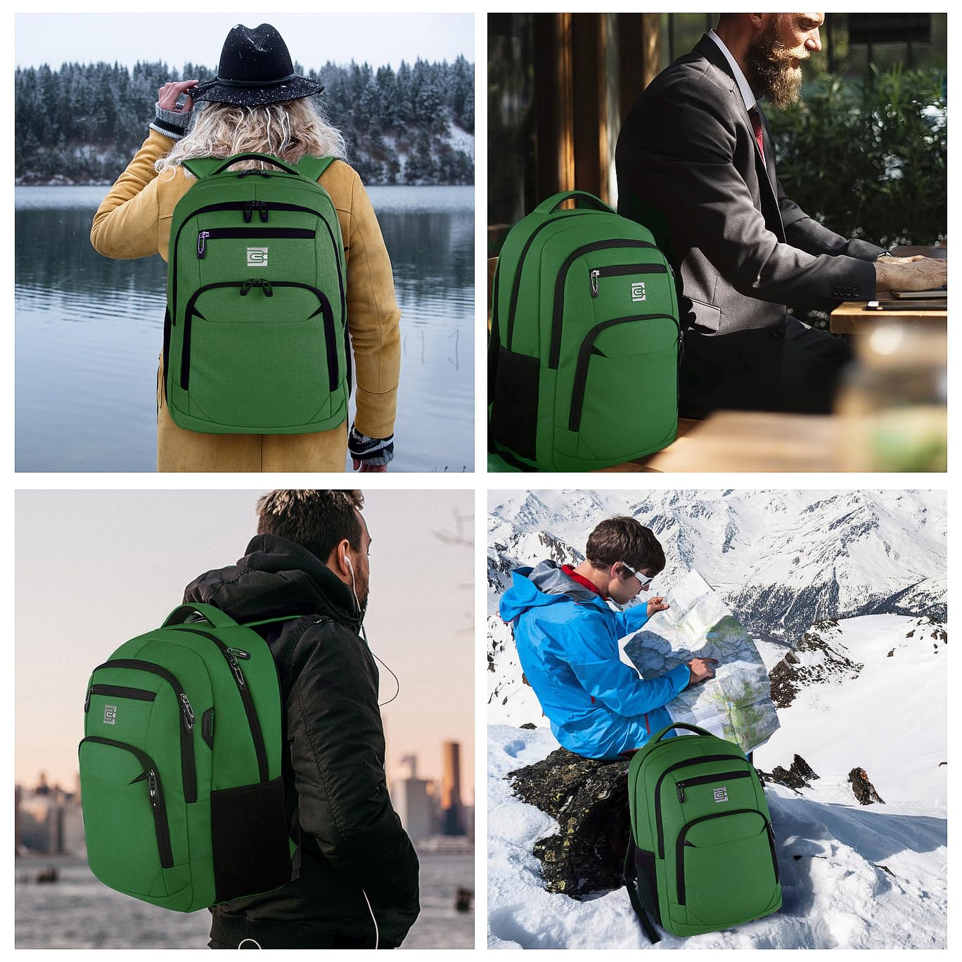 Volher Anti-Theft USB Laptop Backpack - Rose Red