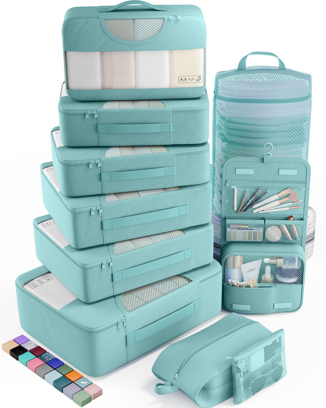 Veken Travel Cubes - 8 Piece Set - Luggage Travel Bags by Handbags Specialist Headquarter | Available at Handbags Specialist Headquarter