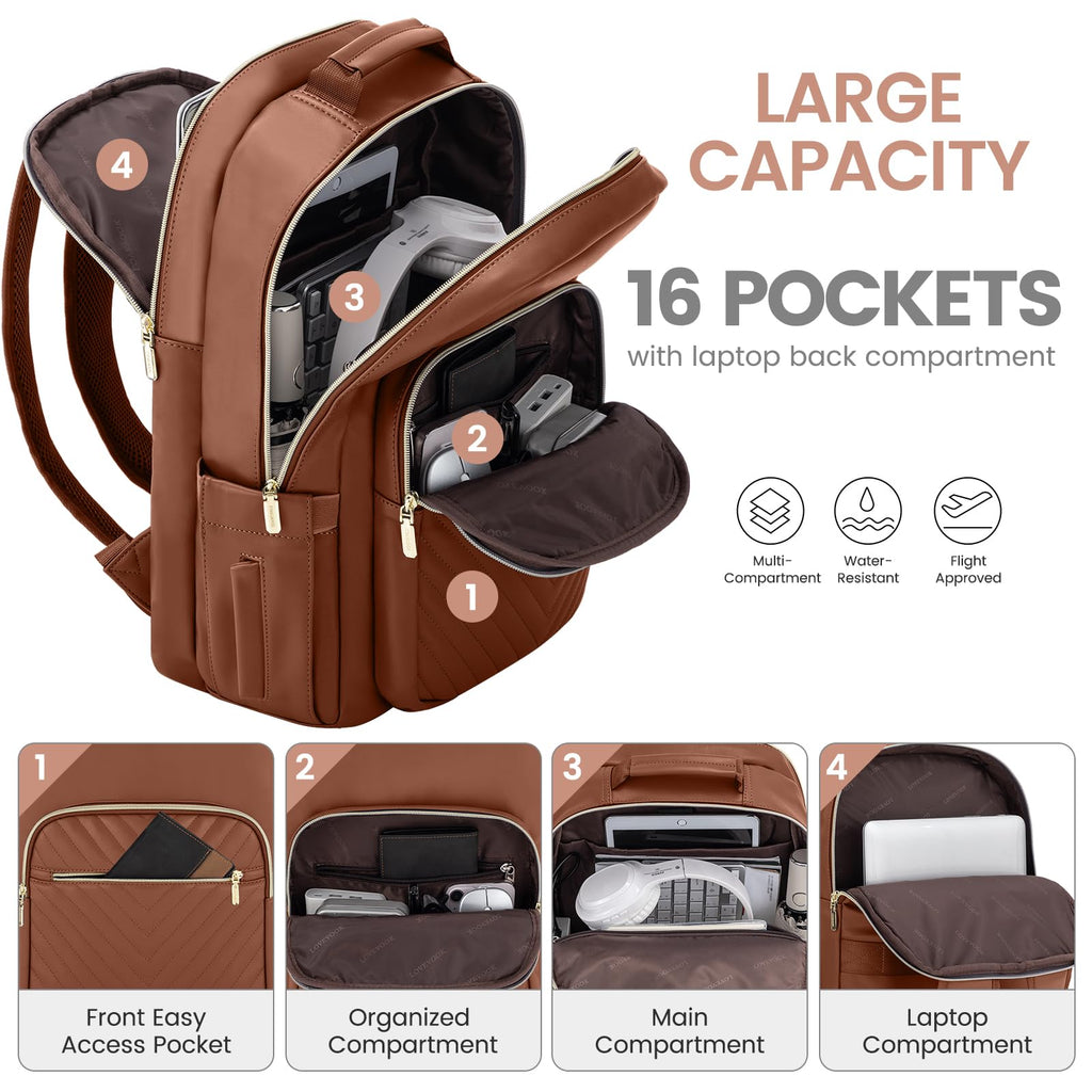 Chic Leather Laptop Backpack for Women - LoveVook - Backpack Bags by Handbags Specialist Headquarter | Available at Handbags Specialist Headquarter