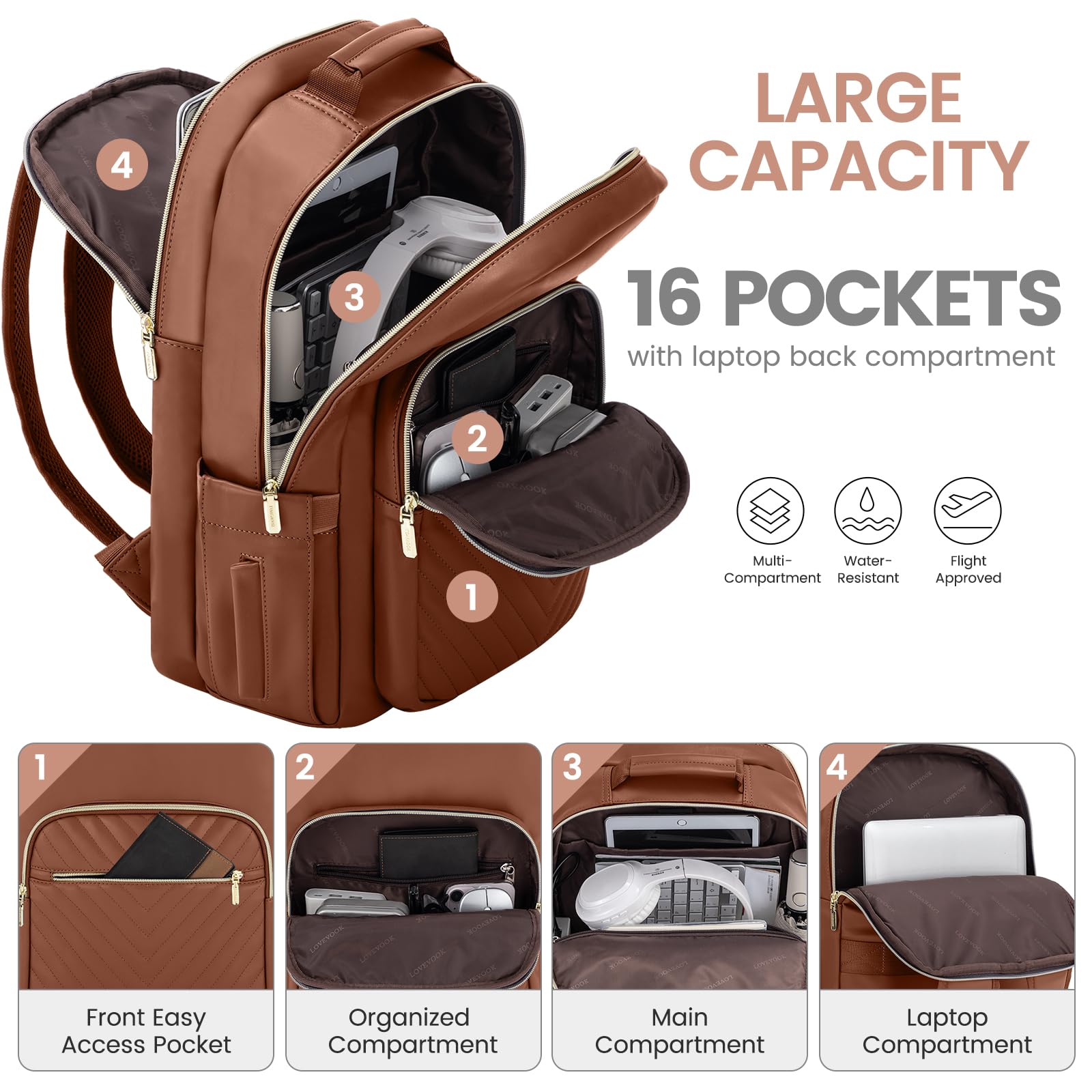 Chic Leather Laptop Backpack for Women - LoveVook - Backpack Bags by Handbags Specialist Headquarter | Available at Handbags Specialist Headquarter